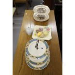 20th cent. Ceramics: Midwinter Cries of London 2 tier cake stand, Royal Venton ware 3 tier cake