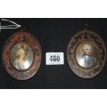 19th/20th cent. Grand Tour miniature portraits on ivorine, Lord Nelson and Lady Hamilton signed "