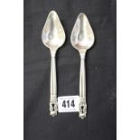 Georg Jensen: Danish silver fruit spoons, acorn pattern - a pair. 55.6grams.