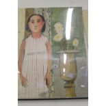 Ellis Family Archive Studio - Rosemary Ellis: Oil on artists board, Italian girl in striped dress.