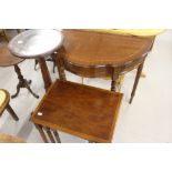 20th cent. Mahogany D. End side table with single drawer, a tripod table with gun barrel column