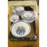 20th cent. Oriental Ceramics: Blue and White rice grain bowls and dishes also vase a/f.