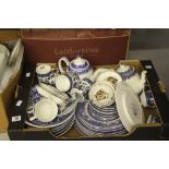 20th cent. Ceramics: Wedgwood, Johnson Bros. Woods and others. Blue and white Willow, cups and