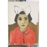 Ellis Family Archive: Rosemary Ellis, oil on artists board, Italian girl with red dress and white