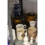 19/20th cent. Commemorative Ware: Coaching jugs x 2, a coaching tankard, Victorian dimond jubilee