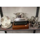 Plated Ware: Tea & coffee service, vase & flower holder, open tureen, vegetable tureen & cover,