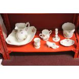 20th cent. Ceramics: Royal Winton dressing table set, rose decorated jug and bowl, soap dish, candle