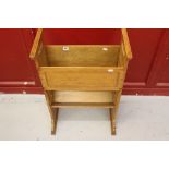 Art and Crafts honey oak book and music rack. 20ins x 31ins x 11ins.