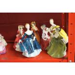 Royal Doulton Figurines: "Jannine" H.N2461, "The Last Waltz" H.N2315, "Simone" H.N 2378, "