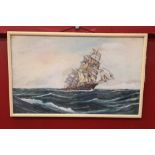 M.H. Willmott oil on paper 'Clipper Ship at Sea', signed lower right 1945. 17ins. x 10ins.