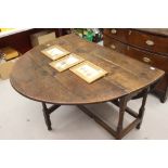 18th cent. Oak peg jointed gateleg table.