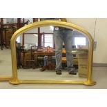20th cent. Gilt framed over mantle mirror 36ins x 29ins.