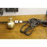 19th cent. Iron steelyard the brass weight, marked 293. 32ins.