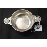 Hallmarked Silver: A Quaich 2 handles with rose decoration, Birmingham 1922, maker D & B. 3ozs.