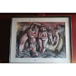 David Chandler 1991 Gouache "The Deluge" signed bottom right, exhibited Royal Academy 1991. Framed