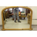 20th cent. Pine framed over mantle mirror 41ins x 35ins.