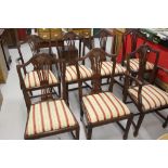 20th cent. Mahogany reproduction dining chairs, 2 carvers and 6 chairs.