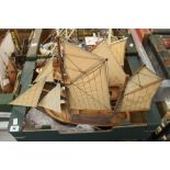 Models: Scratch built models of a 2 mast fishing boat, a single mast boat and a motorised fishing