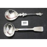 Hallmarked Silver: Ladle and apostle table spoon London 3oz (approx).