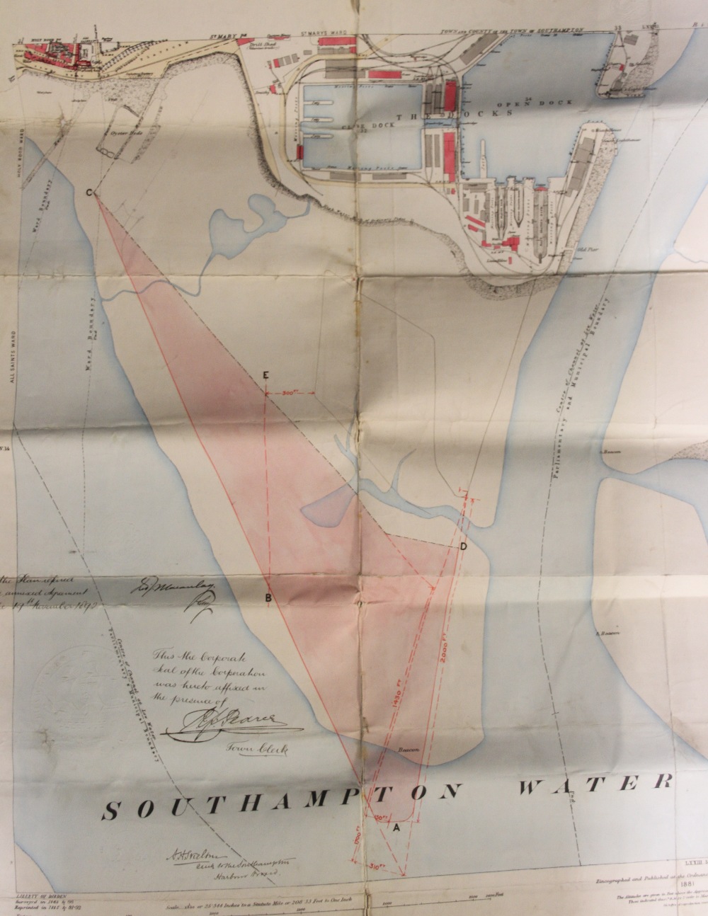 MARITIME HISTORY: Extremely rare original ordnance survey map owned by The Corporation of