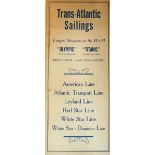 R.M.S. TITANIC: Extremely rare Transatlantic Sailing schedule for 1912 mentioning Largest Steamers