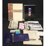 CUNARD: Mixed selection of Queen Elizabeth and Queen Elizabeth II ephemera and slides including a