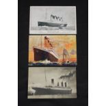 R.M.S. TITANIC: Pre-disaster postcards showing the Olympic and Titanic, plus a Brüder Kohn German