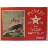 R.M.S. BRITANNIC: Rare launch brochure depicting the construction of Titanic's younger sister