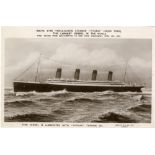 R.M.S. TITANIC: Extremely rare pre-sinking book postcard of Titanic at sea, unused. "White Star