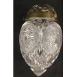 OCEAN LINER: Rare smoking room crystal light fitting with original brass fitting to base . 8ins.