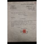R.M.S. CARPATHIA: Rare receipt for work from Swan Hunter Builders to Cunard for the sum of £50,