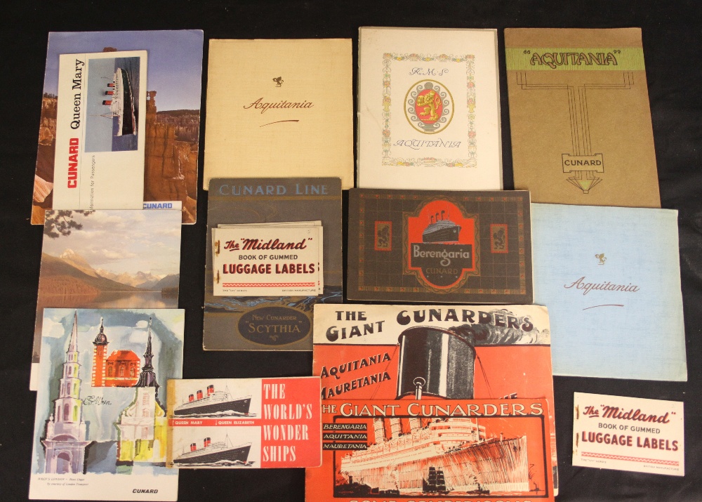 OCEAN LINER/CUNARD: Collection of pre-war and later publicity brochures including Aquitania (4),