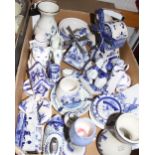 20th cent. Ceramics: Delft, blue and white, 2 musical windmills, cat and cow jugs, small tiles,