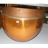 Copperware: Very large copper boiler cast with drain hole 29½ins dia x 22ins depth.