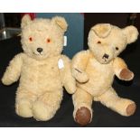 Toys: Chad Valley, puppy glass eyes, white nose, ears and paws. A teddy bear glass eyes, velvet paws