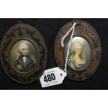 19th/20th cent. Grand Tour miniature portraits on ivorine, Lord Nelson and Lady Hamilton signed "