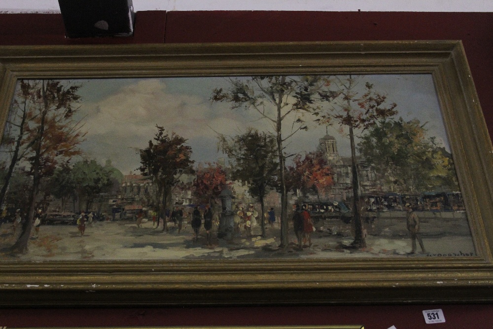 Continental school: Voorscher, oil on canvas 'Parisian Street Scene' signed lower right. 37ins. x