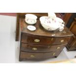 19th cent. Mahogany bow front chest of 3 drawers, cock beaded on bracket feet. 41ins. x 33ins. x