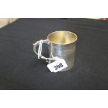 Hallmarked Silver: Christening mug, ring turned decoration, London. 3oz. approx.