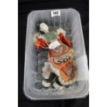 Late 19th early 20th cent. Chinese Opera Doll: Ceramic head, painted face, wood legs and feet,