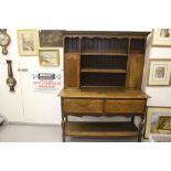 Early 20th cent. Oak dresser & rack in an 18th century style, with split baluster and turned