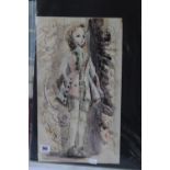 Ellis Family Archive: Rosemary Ellis 1910-1998, watercolour on paper of a doll in theatrical