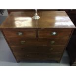 19th cent. Mahogany 2/3 chest of drawers, shaped apron on bracket supports.