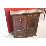 19th cent. Oak wall cupboard with fitted interior.