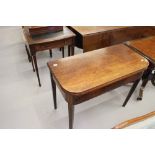 19th cent. Oak tea table on square tapering supports.