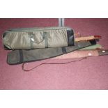 Shooting: Canvas & leather gun slips x 5 (1 Nylon) with zips & carrying handles 48ins x 53ins