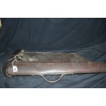 Shooting: Early 20th cent. leather "Leg-of-Mutton" gun case 31ins. x 9ins. strap stitching worn