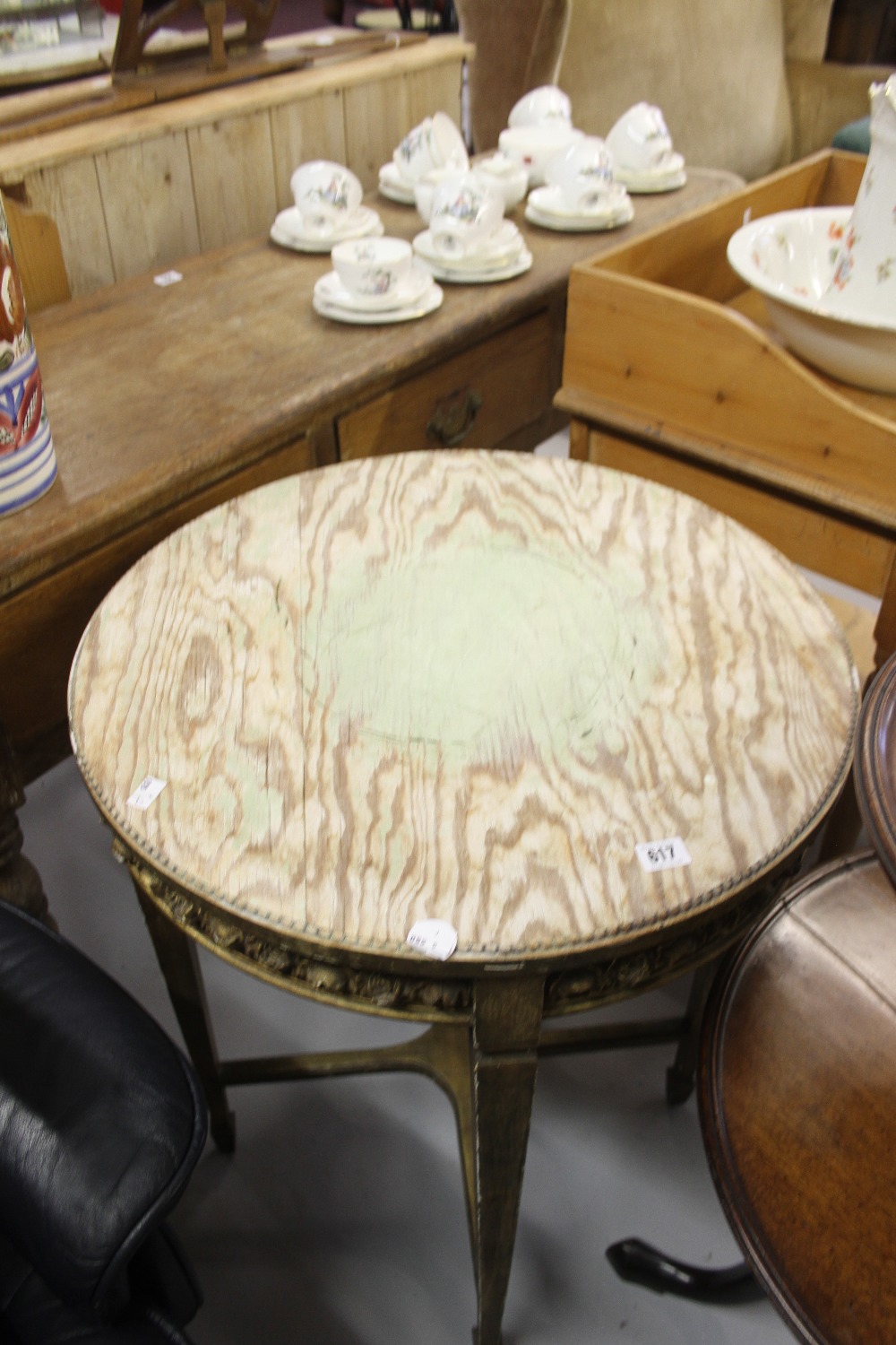 19th cent. French gilt wood circular table.