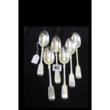 Hallmarked Silver: Dessert spoons, London 1866, Jackson & Fullarton plus 2 spoons Chester 1854 maker