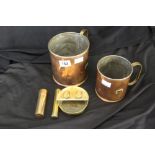 19th cent. and later Metalware: Including brass 1 and 2 pint tankards, WWI Lee Enfield oil holder,